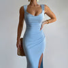 Slim Sleeveless Slit Dress With Back Tie Design Fashion Temperament Dresses For Women Clothing