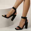 Simple Fashionable Chunky Heel Sandals Summer Square Toe Word