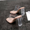 Transparent Sandals Women's Mid-heel Chunky Heel Crystal High Heels