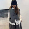 Retro Solid Color Loose And Irregular Sleeveless knitted vest