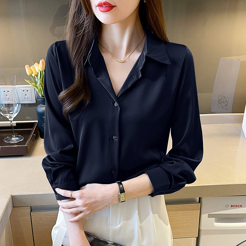 High-grade Non-ironing Anti-wrinkle Shirt Women's Solid Color Acetate Shirt