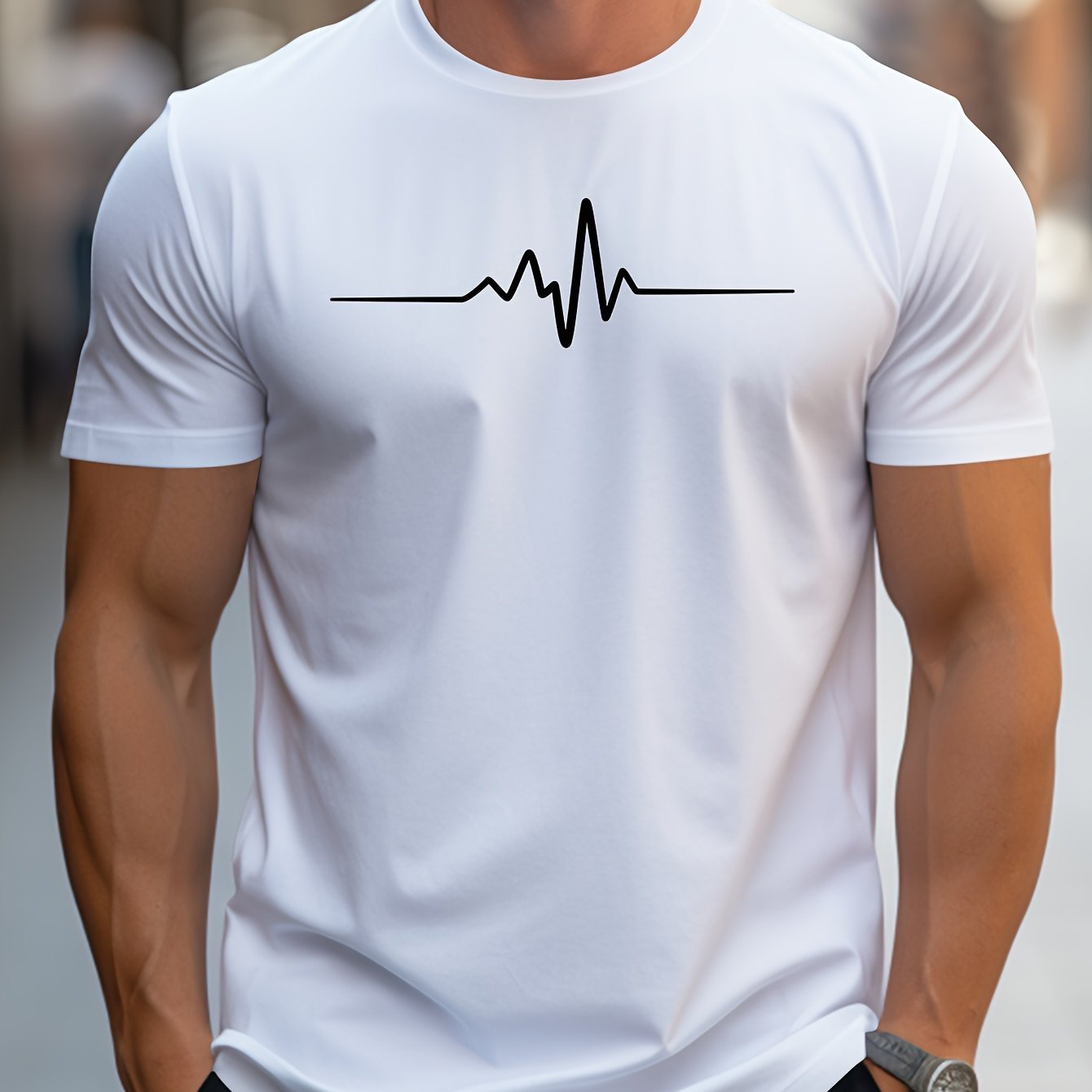 Creative Graphic Printed Men's Creative Top, Casual Short Sleeved Round Neck T-shirt, Summer Outdoor Men's Clothing