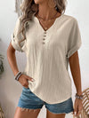 Comfort And Casual Solid Color V-neck Short Sleeve T-shirt