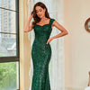 Green Suspenders Mid Waist Party Evening Dress