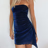 Women's Strapless Tube Top Short Skirt Drawstring Mini Dress