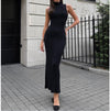 Knitted Turtleneck Sleeveless Midi Dress Elegant French Dress