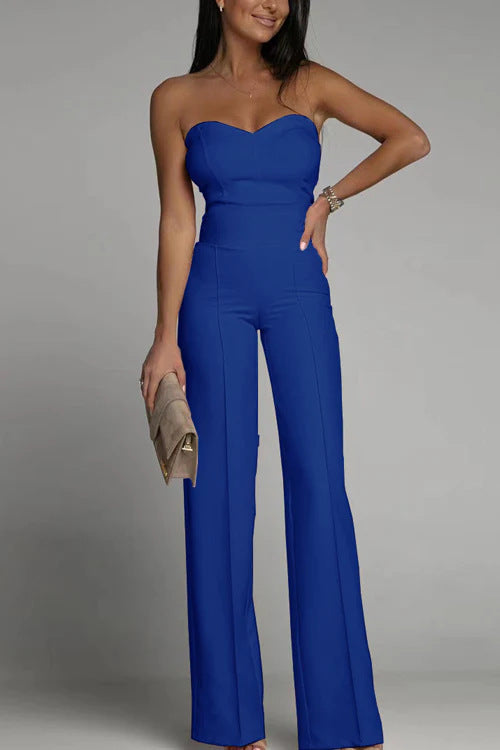 Women's Slim-fit Tube Top Straight Jumpsuit