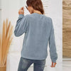 Corduroy Pullover Sweatshirt Casual Fashion Solid Round Neck Long-sleeved Tops Spring And Autumn Clothing For Women