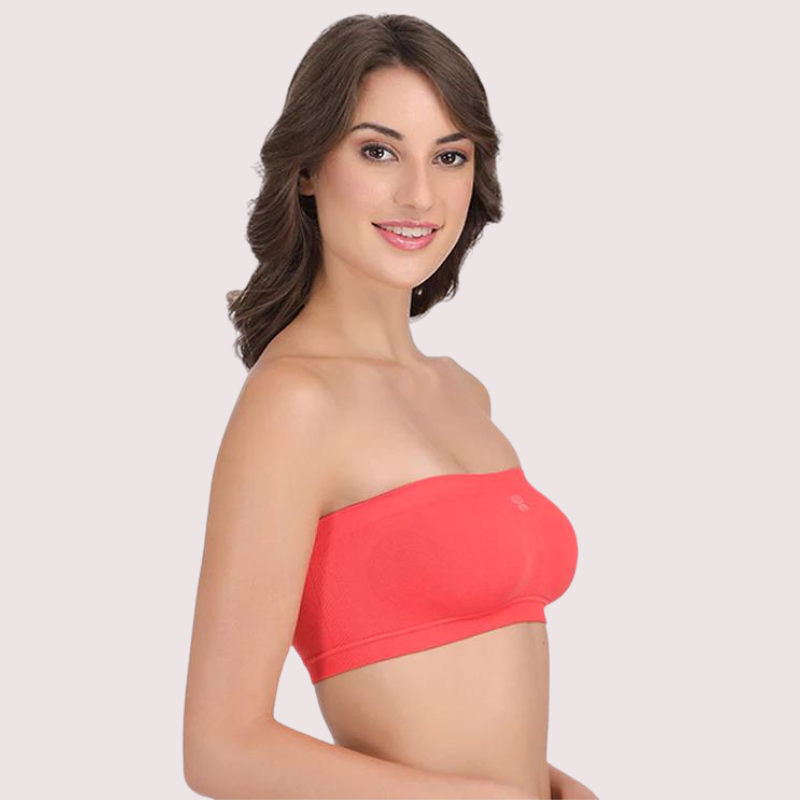 Sexy Coral Red Tube Bandeau Bra Top for Her